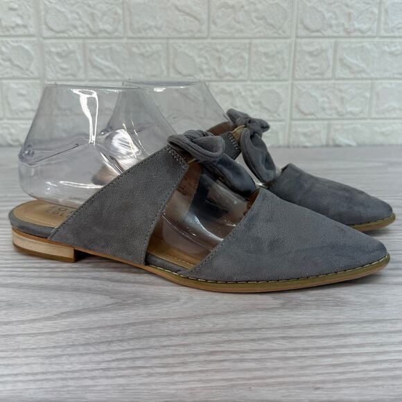 Journee Collection Telulah Mule Flats SZ 7.5 Faux Suede Gray Pointed Toe Slip On - Picture 1 of 8